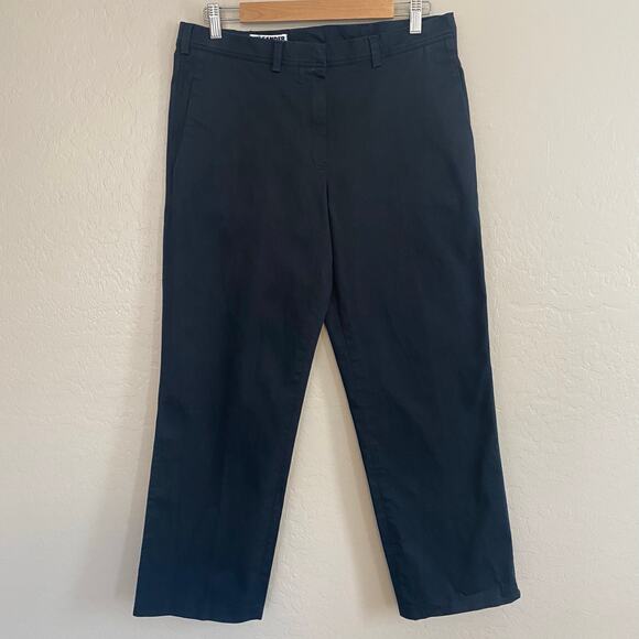 Jil Sander Pants - Jil Sander Womens Size 42 US 12 Dress Pants Black Straight Leg Cotton Stretch